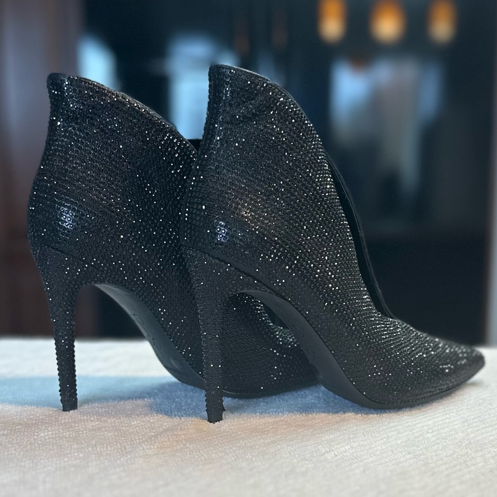 Rhinestone dress booties.